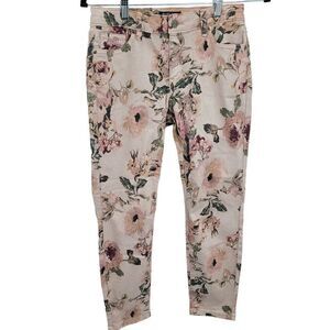 Buffalo Jeans 4 Pink Oasis Mid-Rise Skinny Floral Ankle Stretch Country Boho